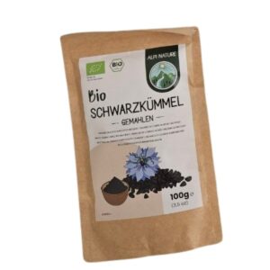 confezione di cumino nero macinato bio da 100 grammi dell'azienda Alpi Nature